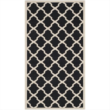 Safavieh 2 Ft. -7 In. X 5 Ft. Runner Indoor-Outdoor Courtyard- Black And Beige- Machine Made Rug CY6903-266-3